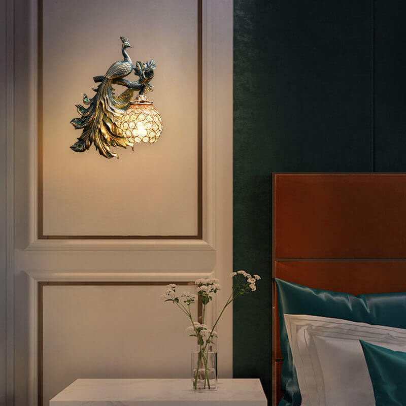 Peacock Resin Wall Lamp