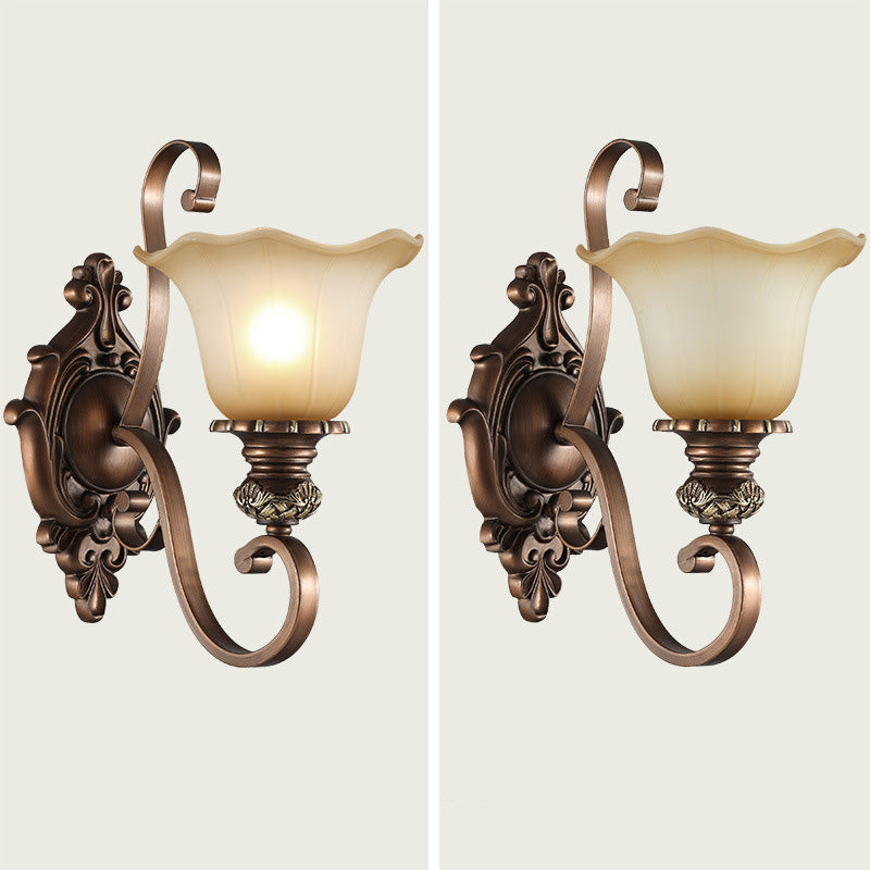 Frosted Glass Flower Iron Wall Lamp