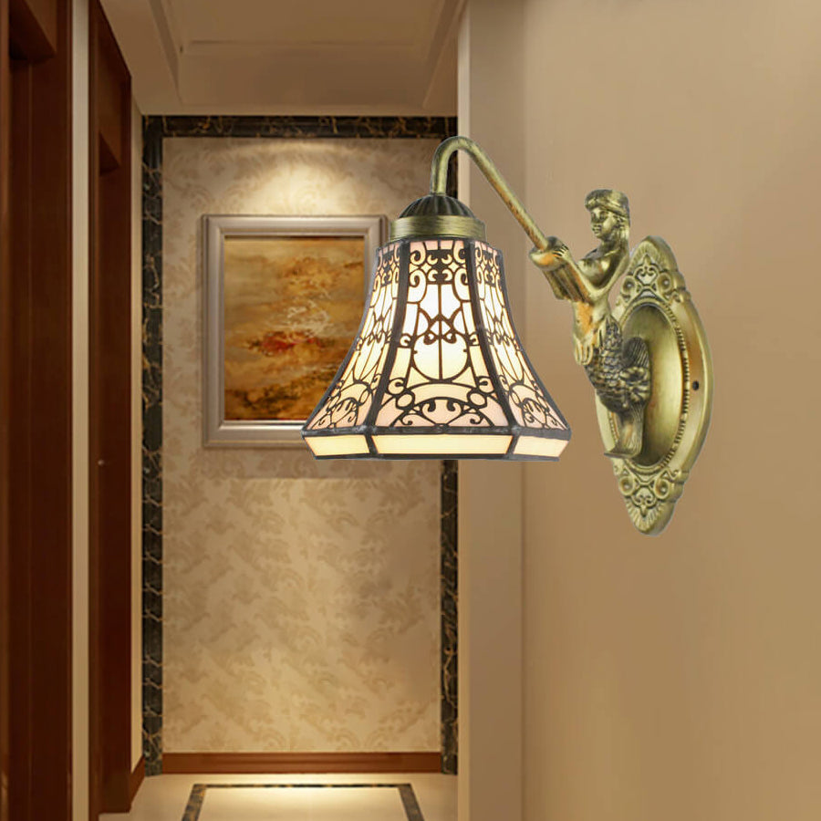 Mediterranean Conical Stained Glass Wall Lamp
