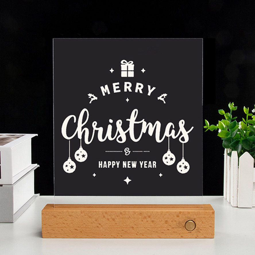 Christmas Rectangular Acrylic Plate Table Lamp
