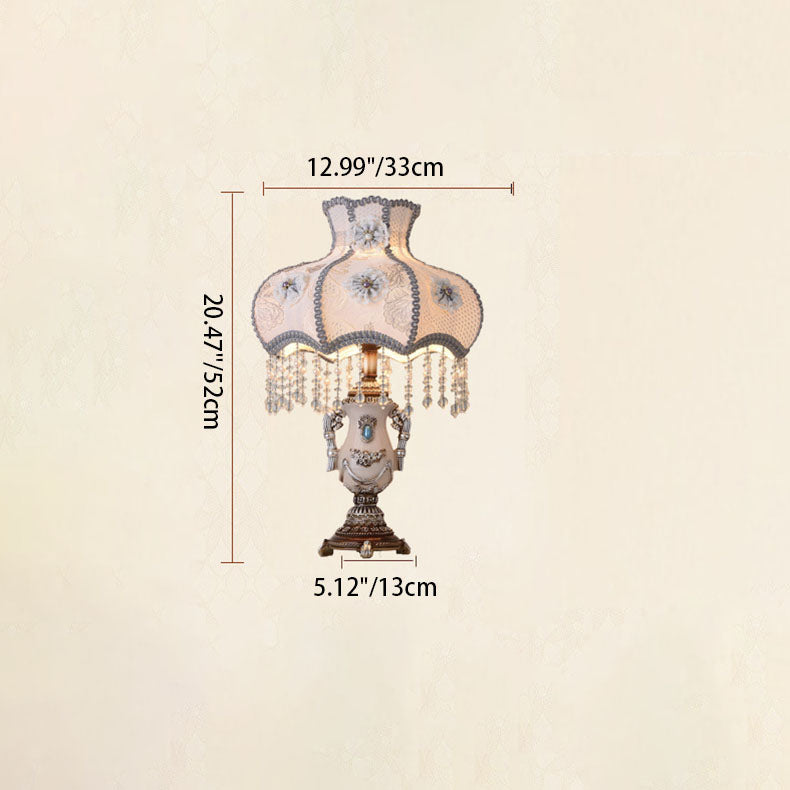 Round Floral Beaded Resin Table Lamp