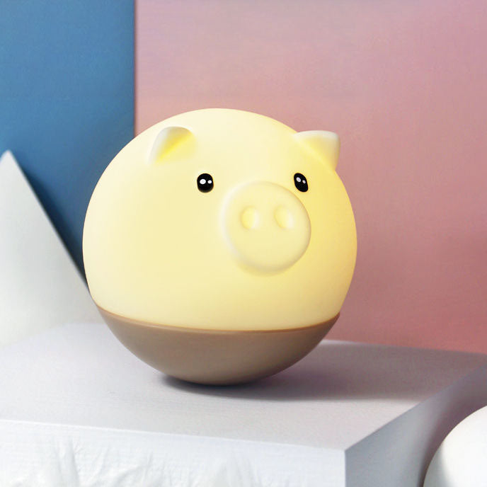 Cartoon Piggy Round Silicone Table Lamp