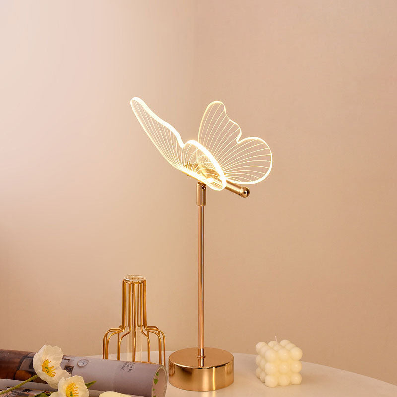 Acrylic Flower Butterfly Gold Table Lamp