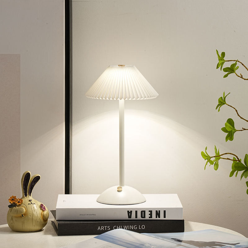 Rechargeable Iron Fabric Conic Table Lamp