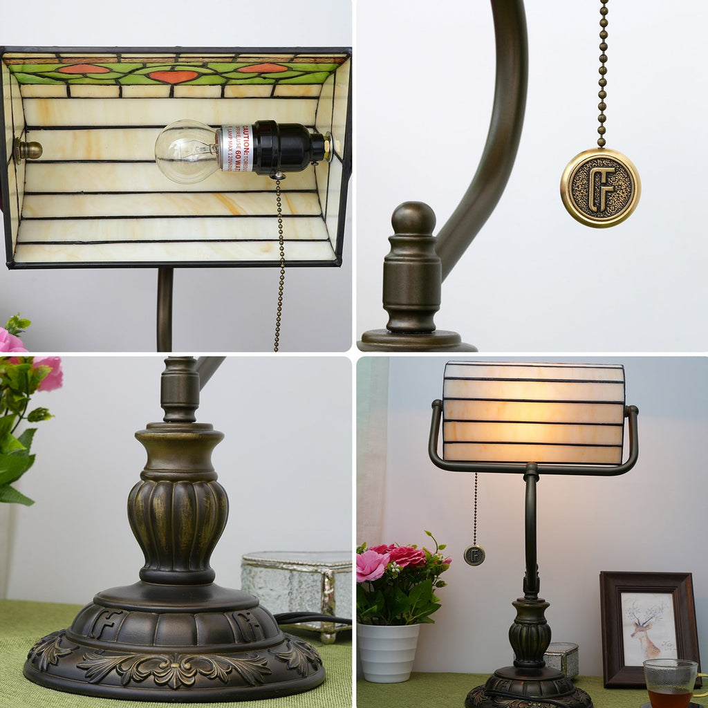 Heart Design Stained Glass Table Lamp
