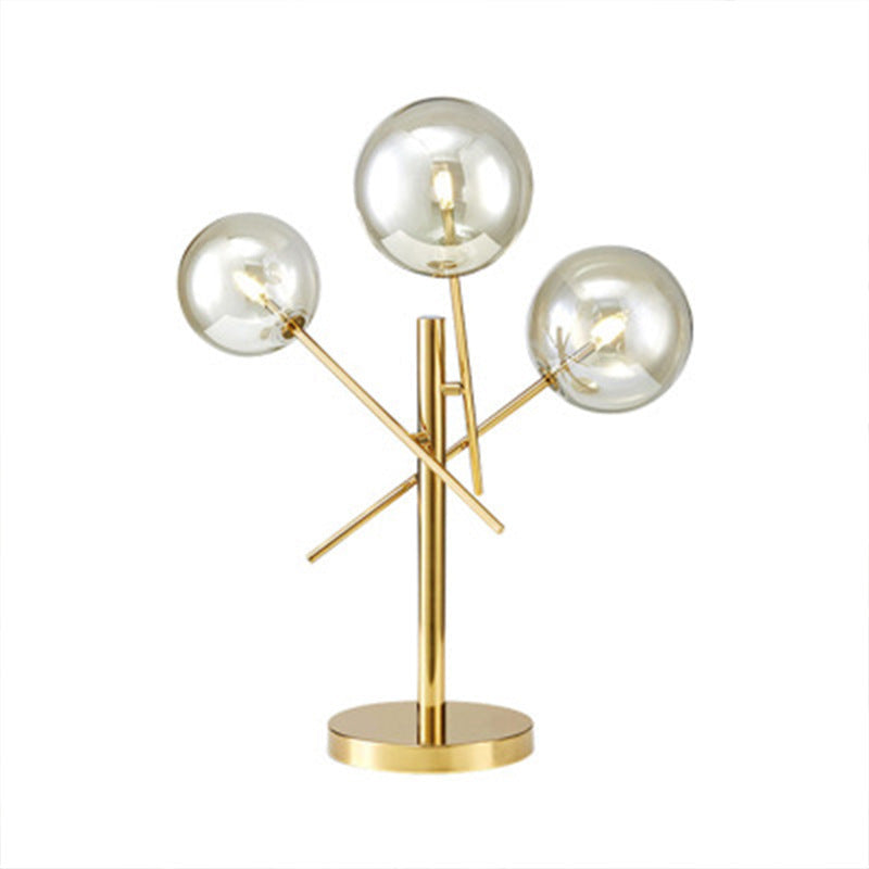 Round Ball Stainless Steel 3-Light Table Lamp