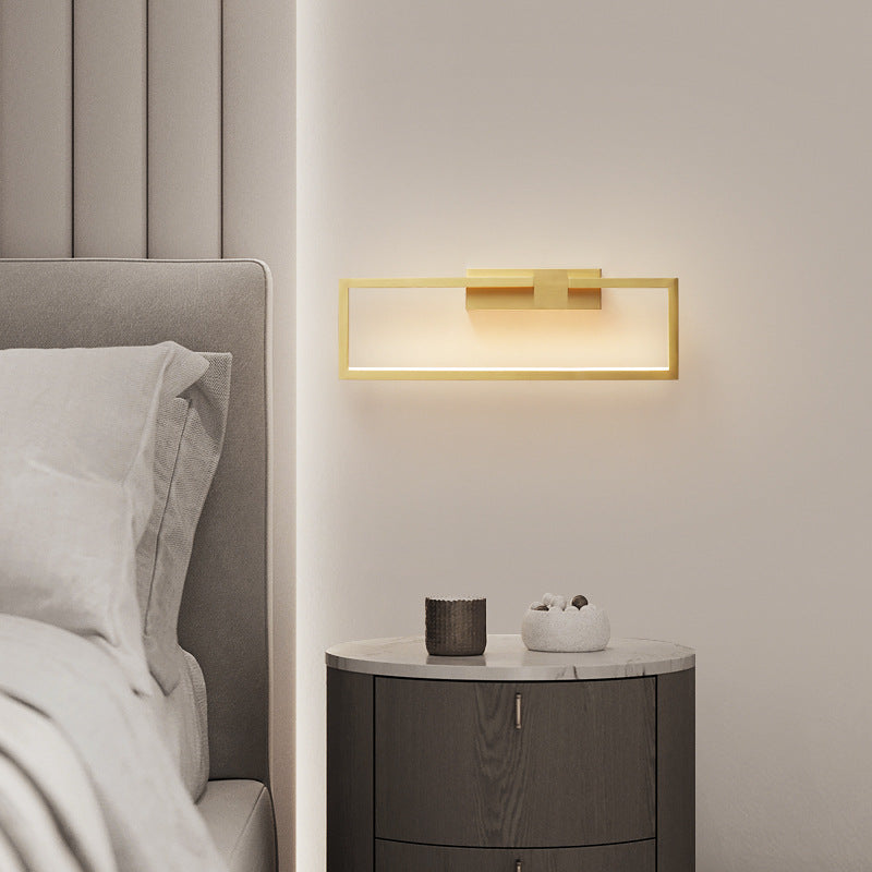All Copper Rectangular Geometric Wall Lamp