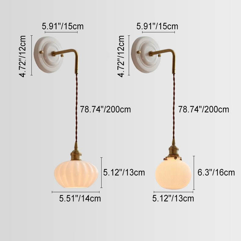 Glass Round Ceramic Wall Lamp