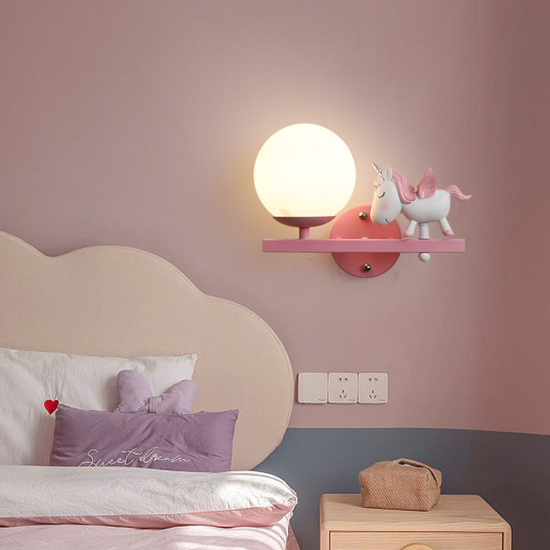 Kids Girls Unicorn Orb Wall Lamp