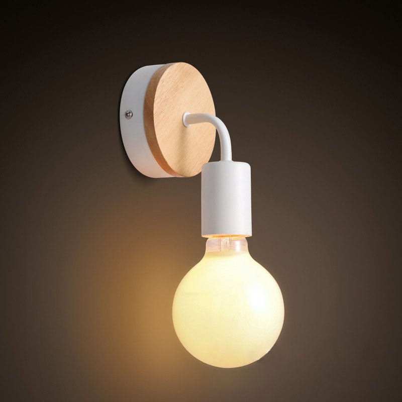 Bent Wood Iron Bedroom Wall Lamp