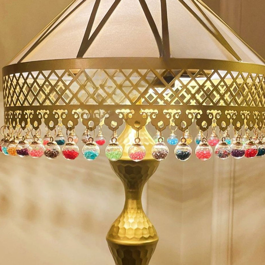 Cone Iron Fabric Crystal 2-Light Table Lamp