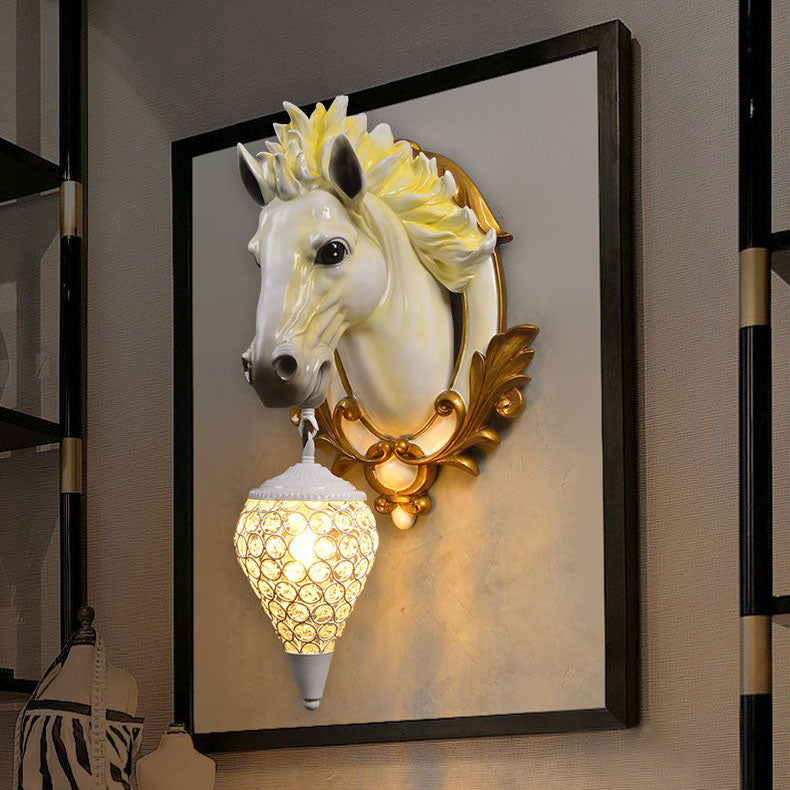 Eclectic Resin Horse Head Wall Lamp
