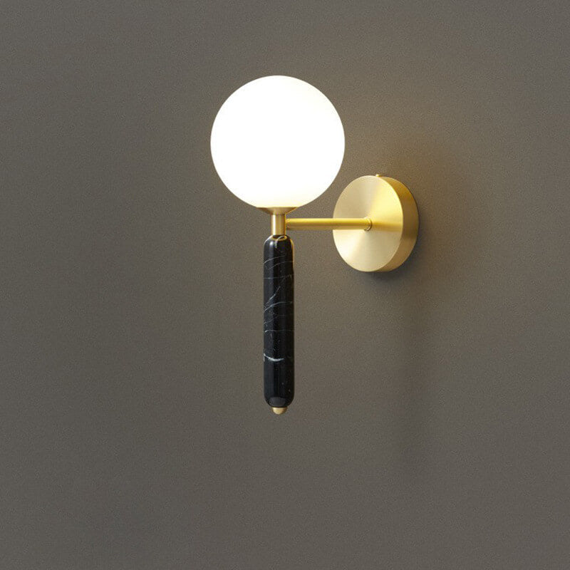 Ball Marble Straight Arm Wall Lamp