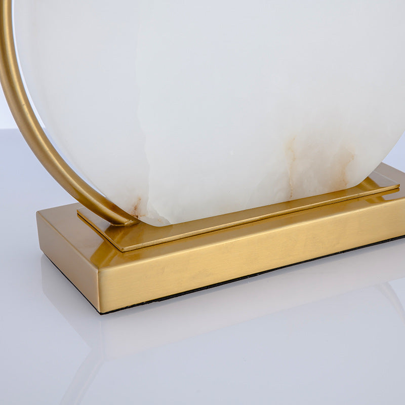 Square Round Stone Iron Table Lamp