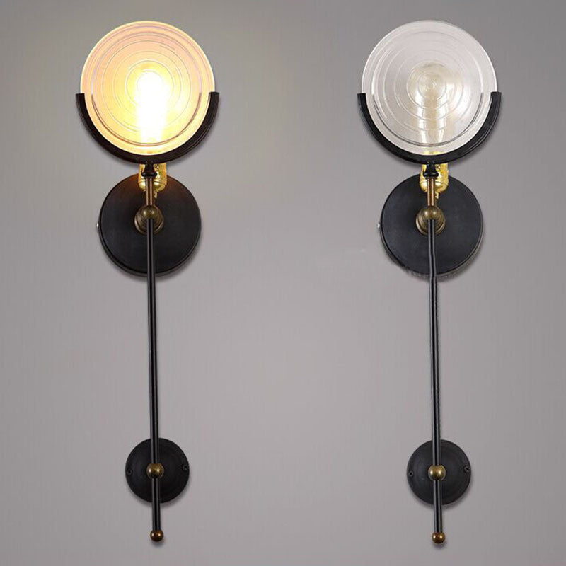 Iron Glass Round Disc Wall Lamp