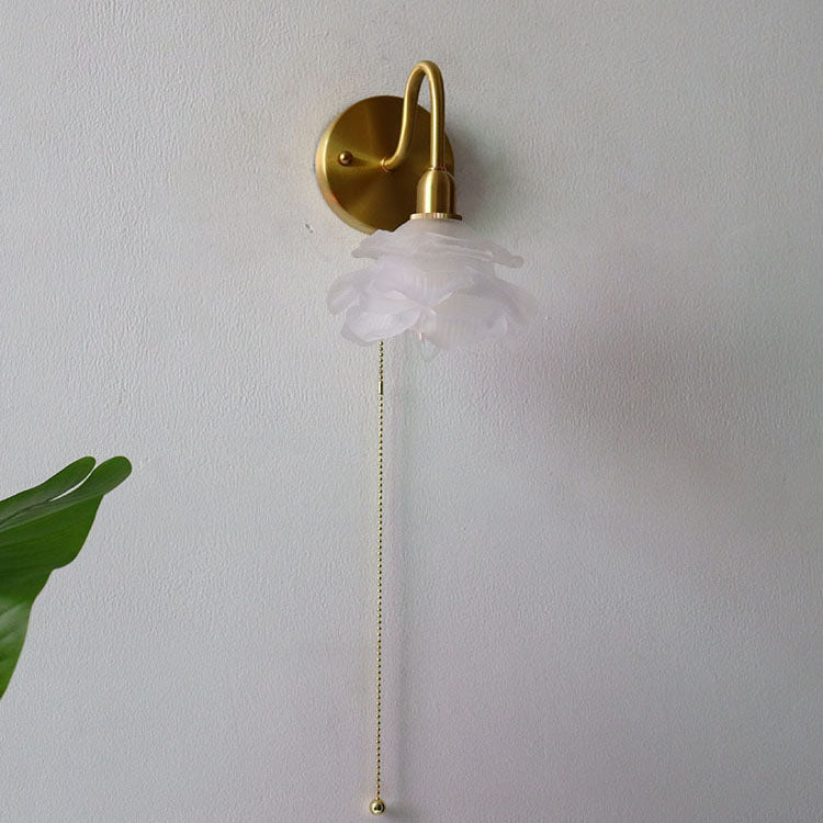 Floral Frosted Glass Pull Wall Lamp