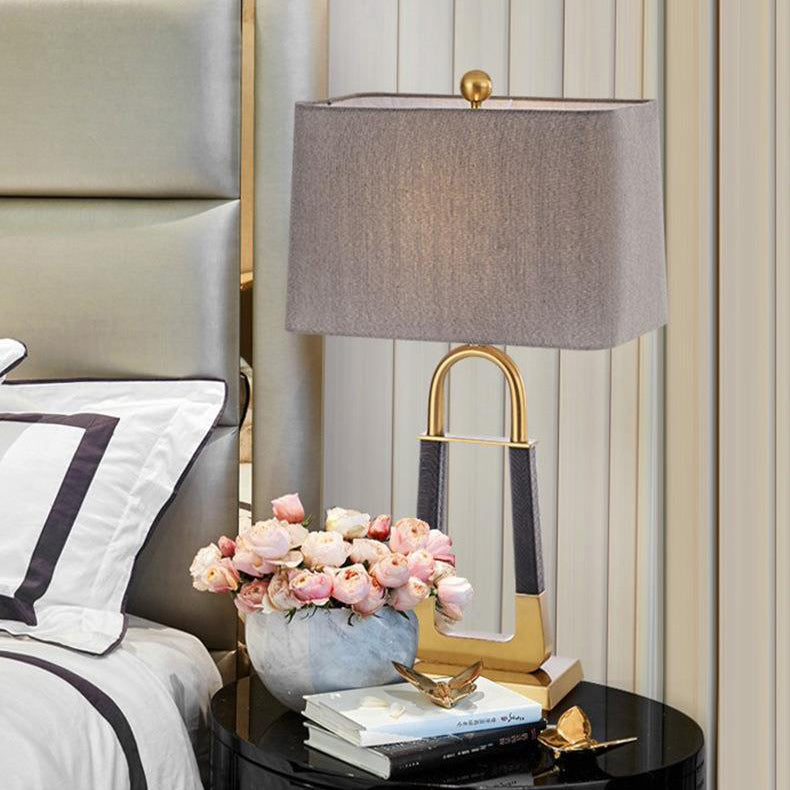 Triangle Rectangle Hardware Fabric Table Lamp