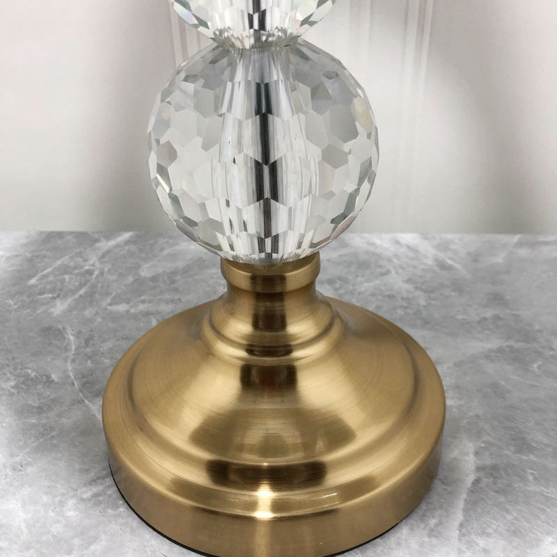 Cylinder Metal Crystal Fabric Table Lamp