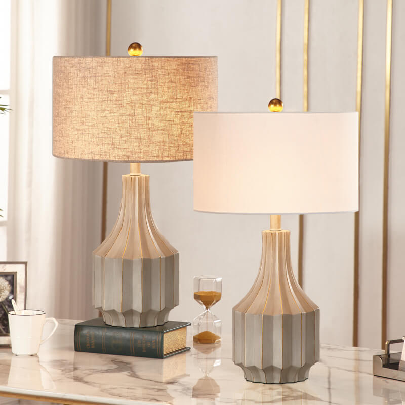 Solid Color Resin Fabric Table Lamp