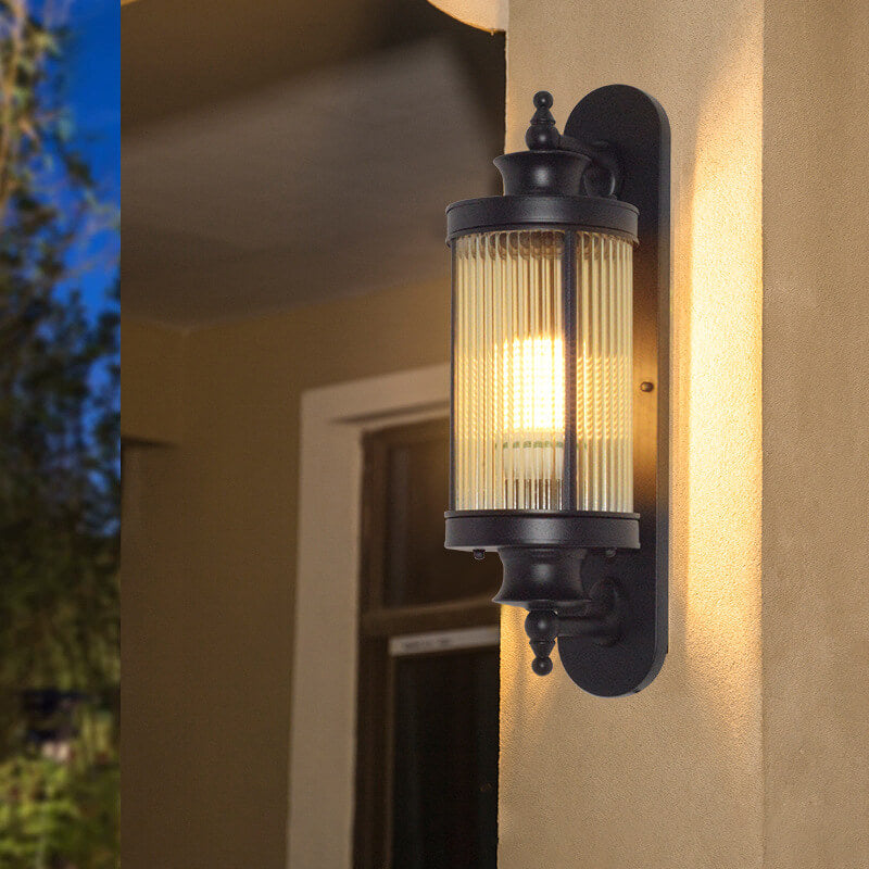 Cylindrical Glass Iron Outdoor Light