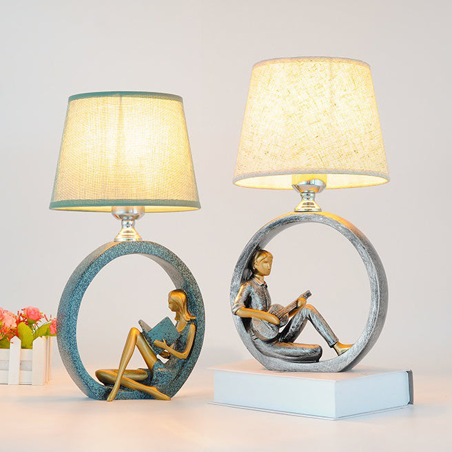 Round Girl Boy Resin Table Lamp