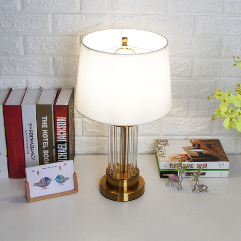 Round Cylinder Metal Crystal Table Lamp