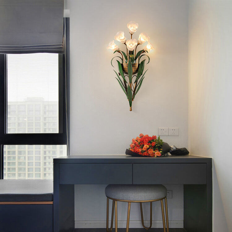 Glass Flower 6-Light Wall Lamp