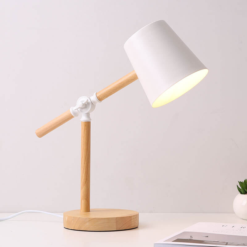 Macaron Iron Cylinder Wooden Table Lamp