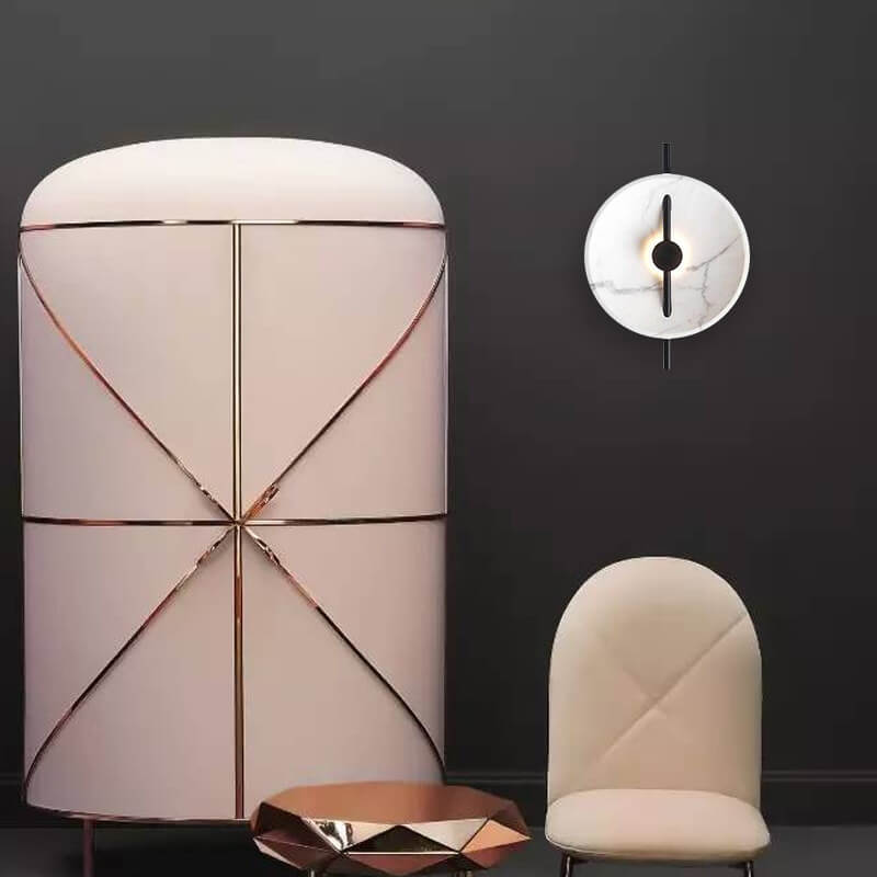 Round Marble Iron Wall Lamp