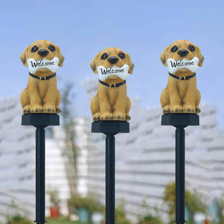 Dog Resin Solar Waterproof Outdoor Light