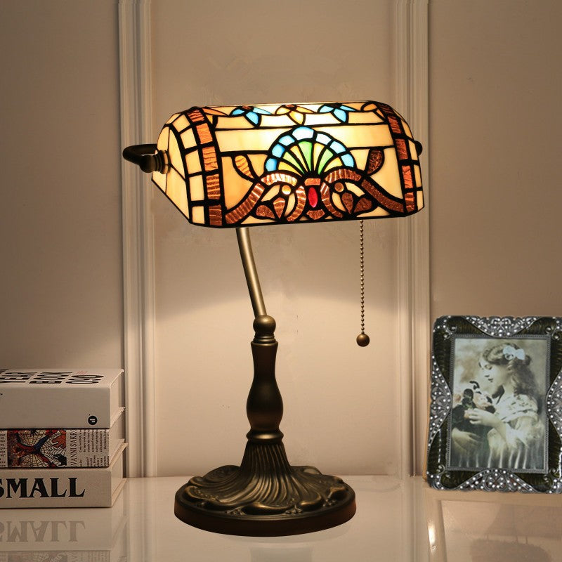 Baroque Stained Glass Bank Table Lamp