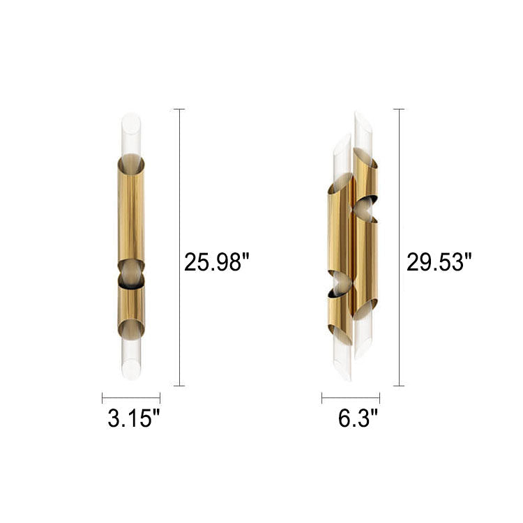 Long Tube Stainless Steel 2-Light Wall Lamp