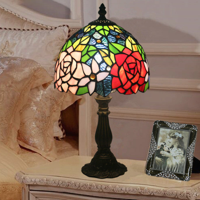 Oval Zinc Glass Bedroom Table Lamp
