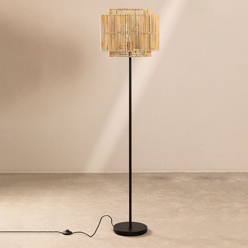 Rattan Weaving Cylinder Home Floor Lamp