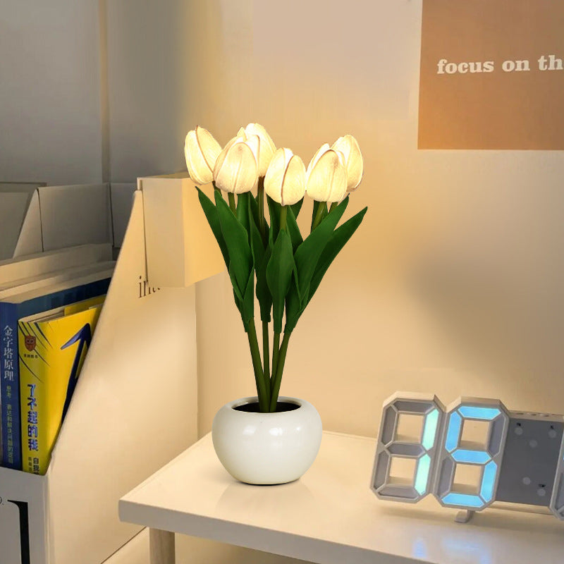 PU Ceramic Tulip Simulated Table Lamp