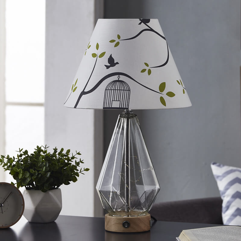 Fabric Glass Rhombus Table Lamp