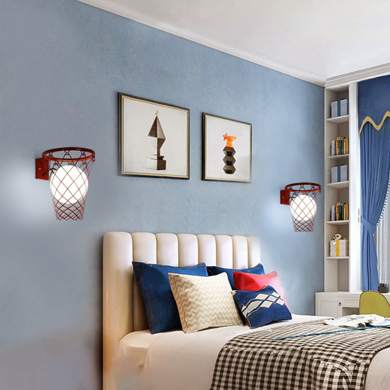 Kids Iron Glass Basketball Wall Lamp
