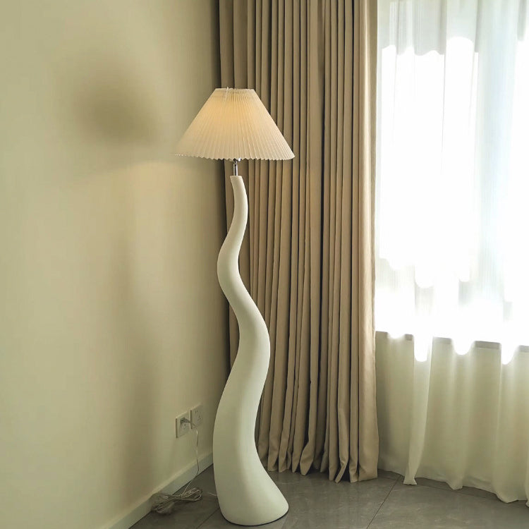 Tapered Waves Resin Fabric Floor Lamp