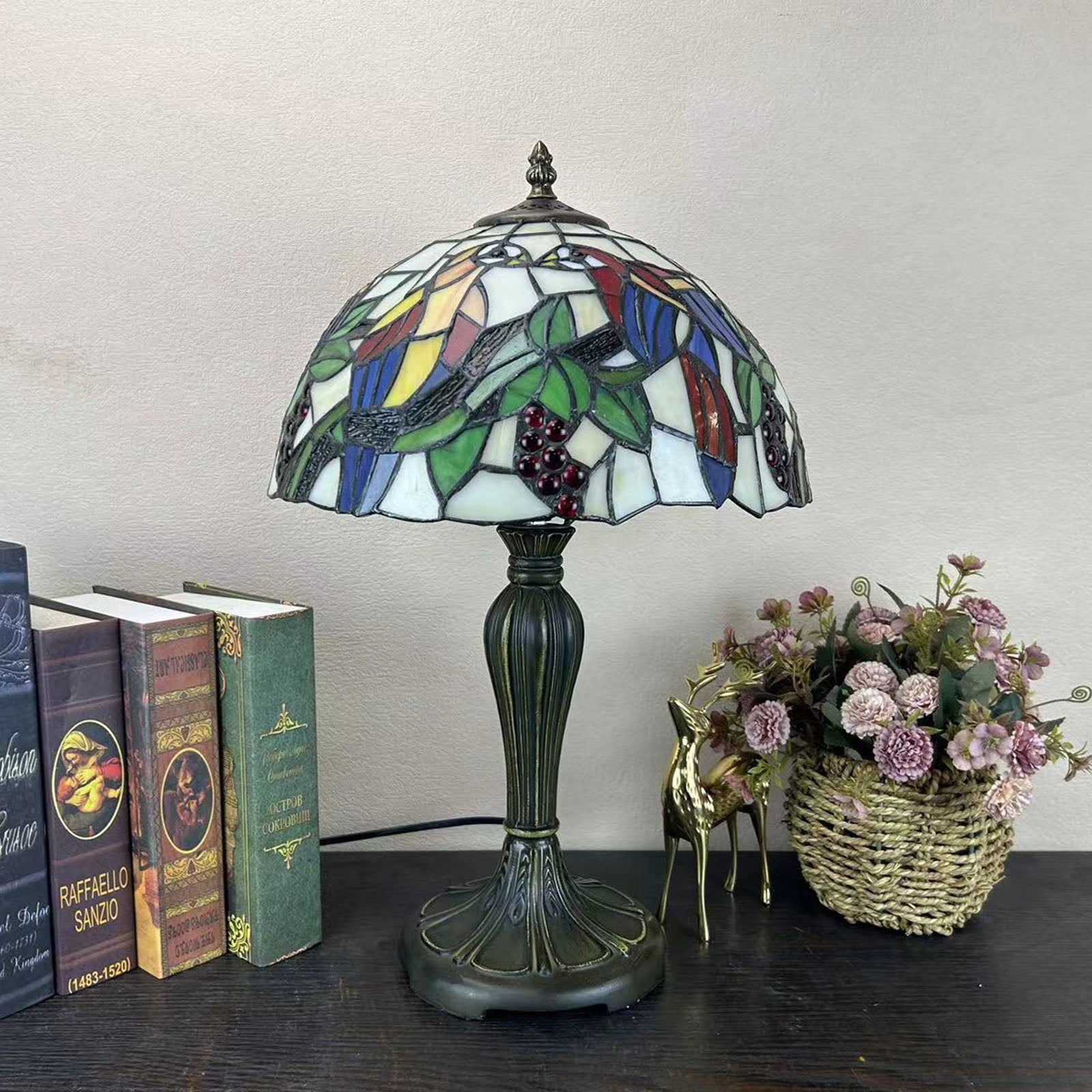 Metal Glass Dome Grape Table Lamp
