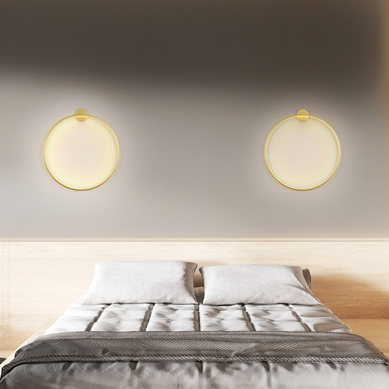 Aluminum Acrylic Round Bedroom Wall Lamp