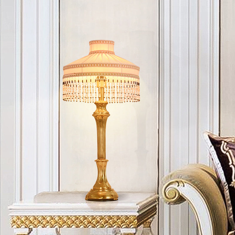 Fabric Round Brass Home Table Lamp