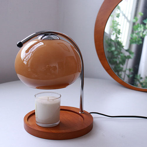Glass Dome Solid Wood Table Lamp