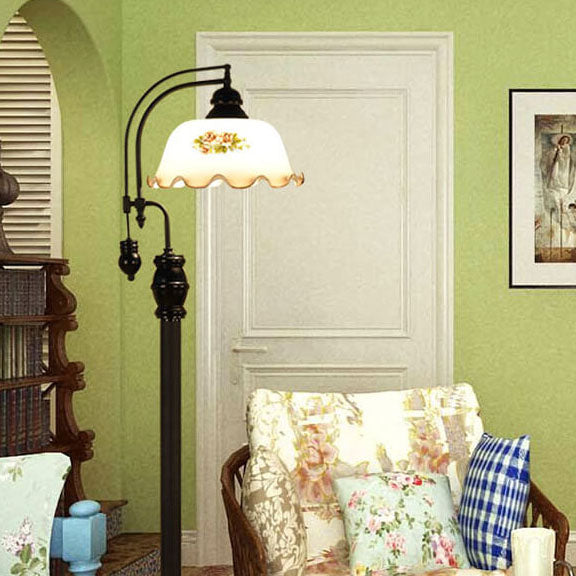 Iron Flower Bud Glass Floor Lamp