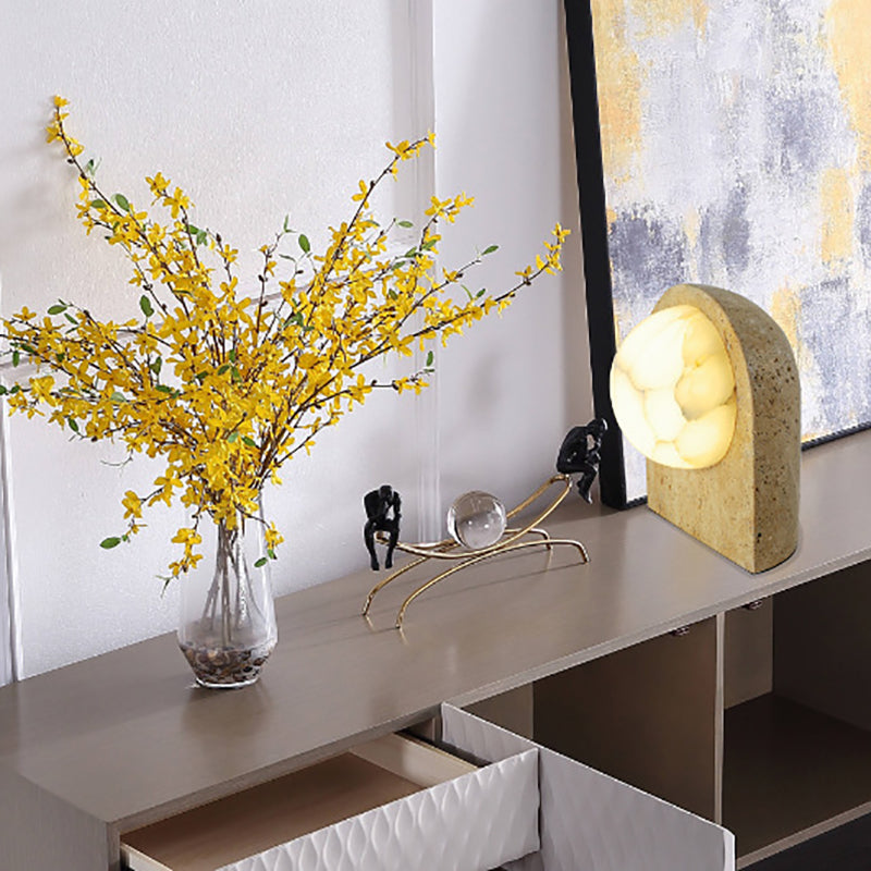 Oval Stone Living Room Table Lamp
