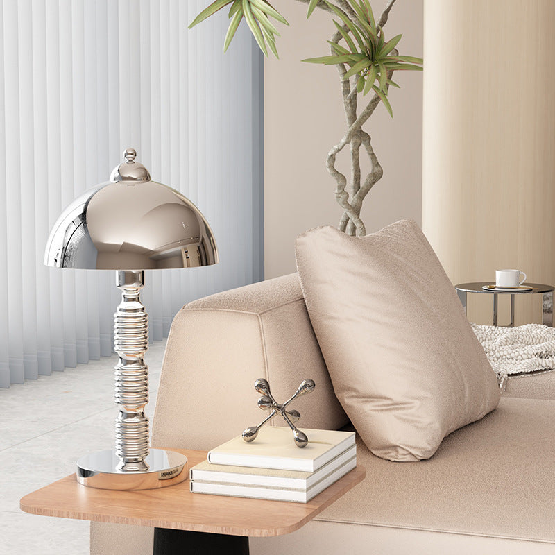 Iron Round Pleated Bedroom Table Lamp