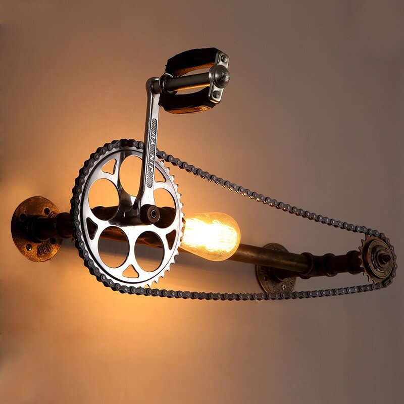 Steampunk Gear Pedal Bicycle Wall Lamp