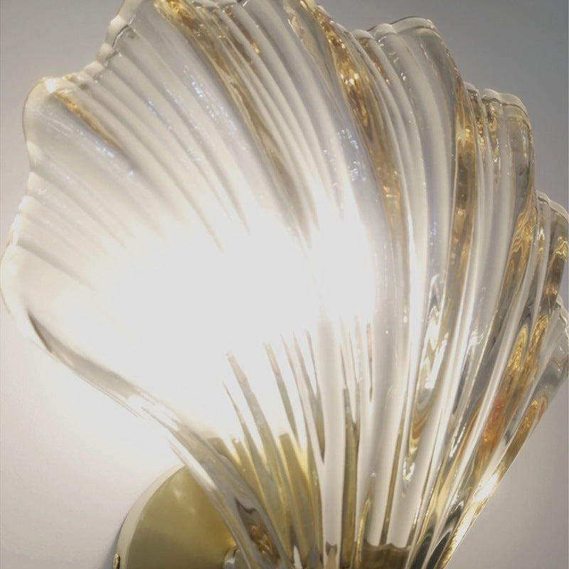 Scalloped Shell Amber Glass Wall Lamp