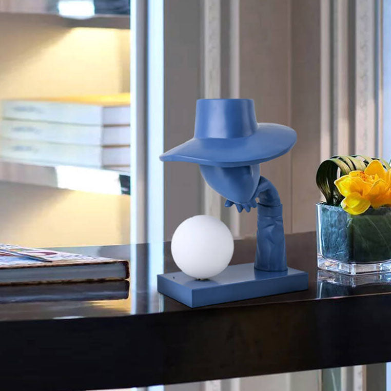 Abstract Hat-Wearing Human Figure Table Lamp