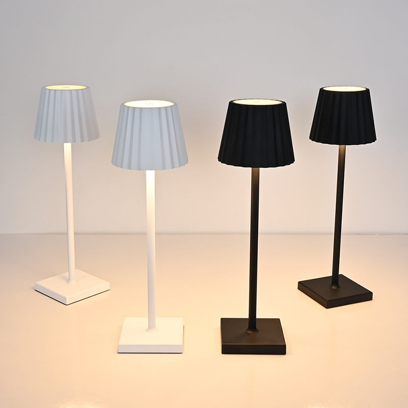 Aluminum Pleated Cone Touch Table Lamp