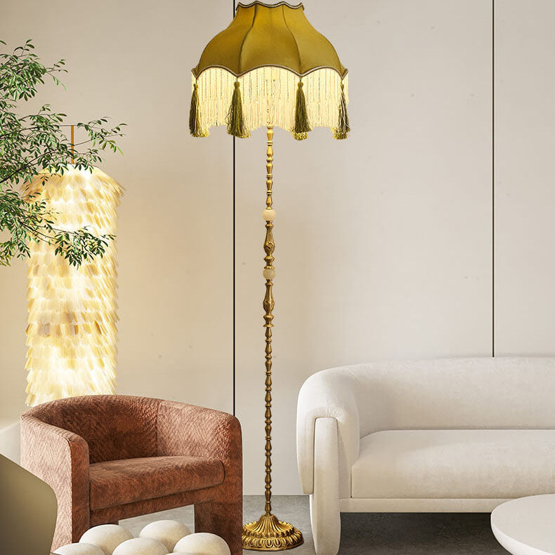 Brass Umbrella Tassels Living Floor Lamp
